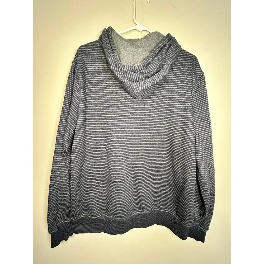 JACHS New York Hooded Sweatshirt Mens Button Fleece Striped Blue-Size L - Picture 7 of 8